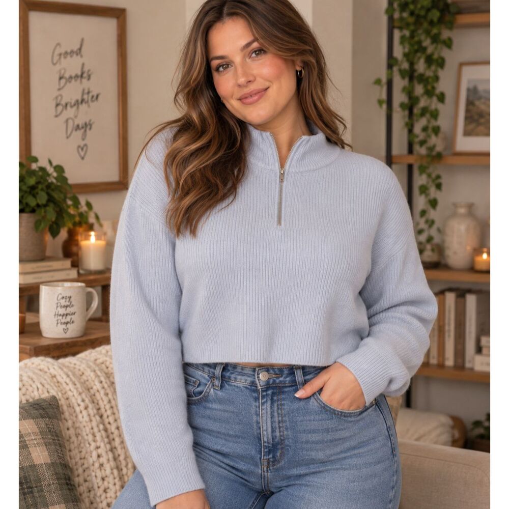 Brandy Melville Cropped Casey Sweater in Dusty Lavender Wool Blend Size L